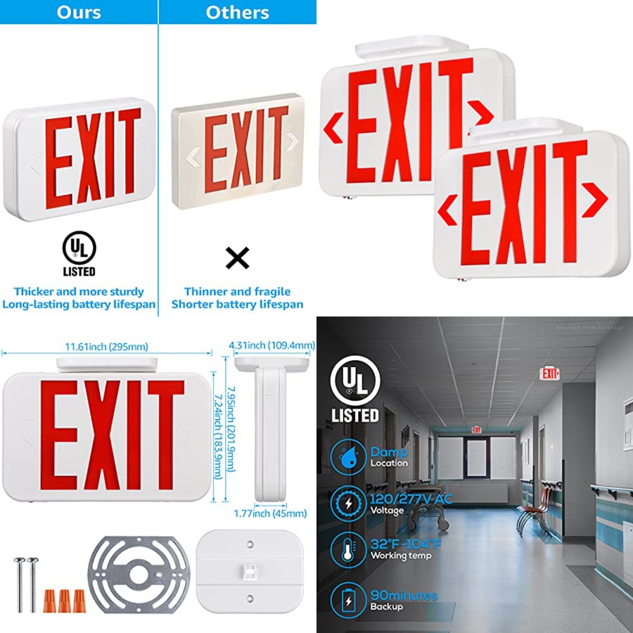 Emergency Exit Sign - Sinal de Saída LED, Luz de